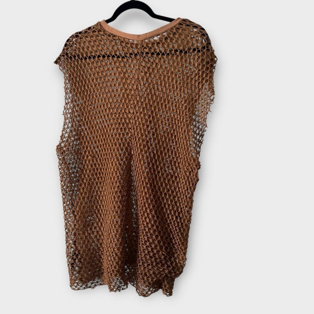 Urban Outfitters brown/tan crochet knit swimsuit coverup, size large - Picture 6 of 9